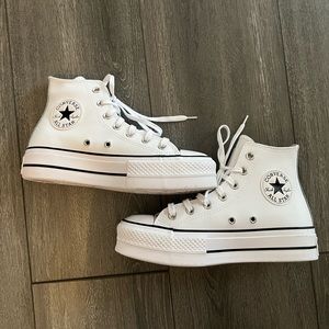 White High Top Leather Platform Converse